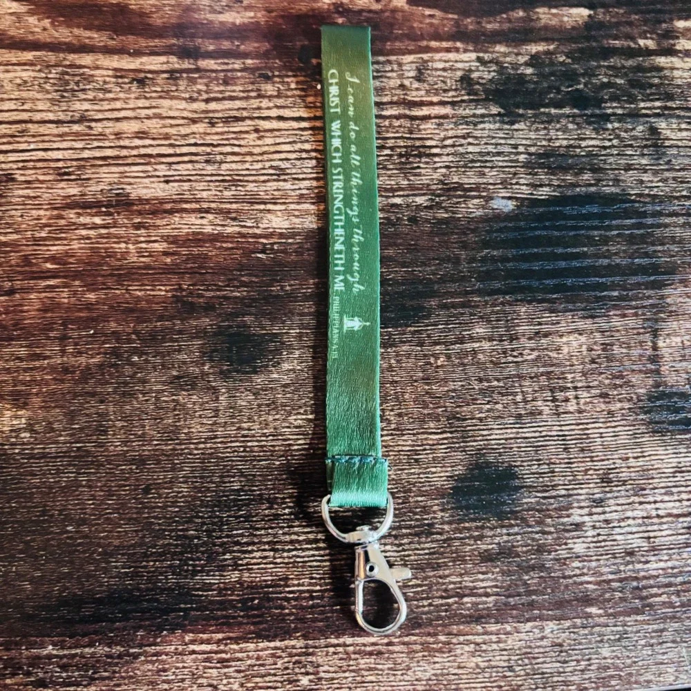 Green Philippians 4:13 Scripture Wristlet Lanyard Keychain Religious Faith Gift